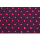 95x150 cm katoen tricot sterretjes paars/pink