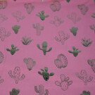 95x150 cm Katoen tricot cactussen Oudroze/groen-metallic